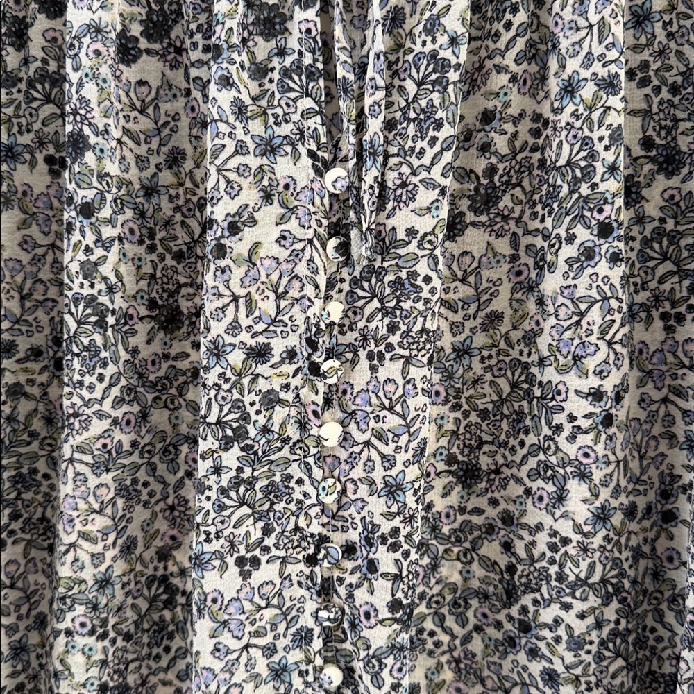 Free People Lela Blouse Blue Floral
Pattern Button Front SZ M - Picture 4 of 8